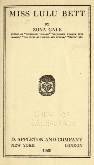 Cover of Miss Lulu Bett