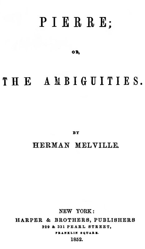 Cover of Pierre; or, The Ambiguities