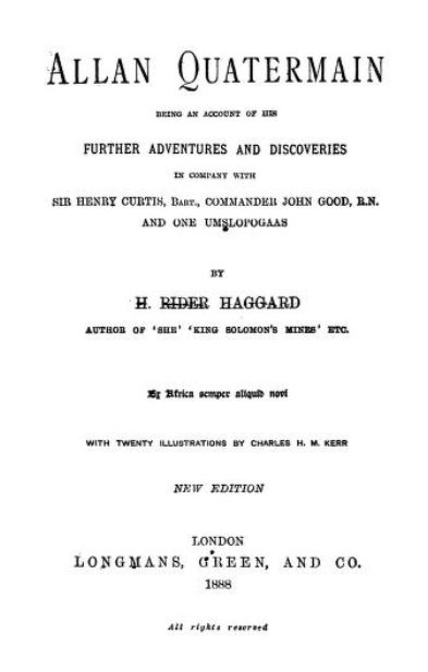 Cover of Allan Quatermain