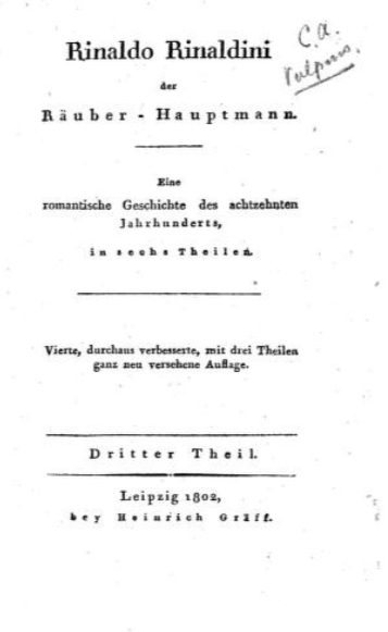 Cover of Rinaldo Rinaldini, the Robber Captain